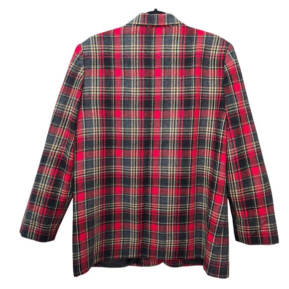 Vtg Requirements Wool Blazer Jacket Womens 14 Holiday Plaid Academia Preppy Lux - Picture 3 of 10